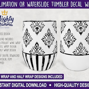 Dirty Damask - F*ck 12 oz Wine Tumbler Wraps, Full, Half Wrap Design, Straight Wraps for Sublimation, waterslide Design, Seamless, Funny