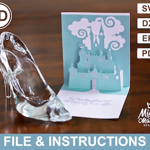 Karta 3D Pop Up Castle SVG Plik dla Cricut - Instrukcje dotyczące tworzenia Dołączono, Plik SVG, Karta 3D