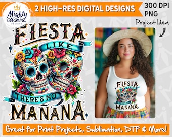 Fiesta Like There's No Manana, png PNGEgg | Suikerschedelontwerp (digitaal)