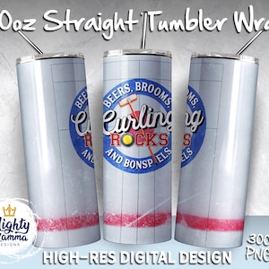 Curling Rocks - Bier, Besen und Bonspiels 20 Unzen Tumbler Wrap Design | Für Sublimation, Eisbahn, Bonspiel Lockenwickler Lockenwickler Besen Wintersport