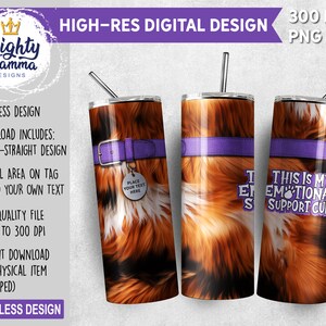 This Is My Emotional Support Cup 20oz Tumbler Wrap Design for Sublimation | Calico Cat Fur Collar Pet Funny Feline Animal Tabby Coffee