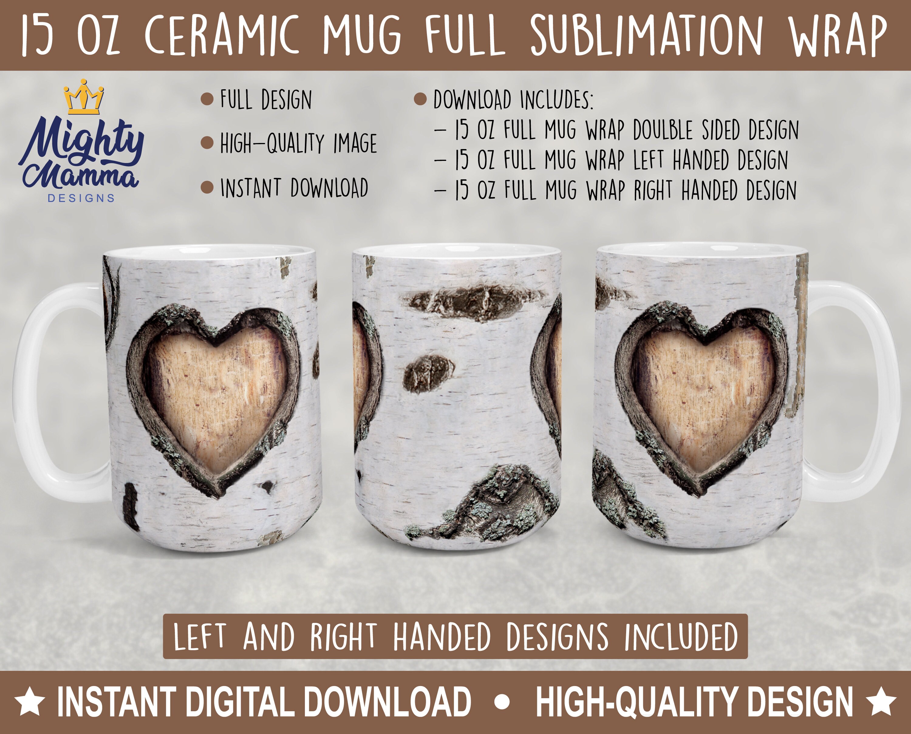 3D inflate Hearts, love mug wrap sublimation designs bundle