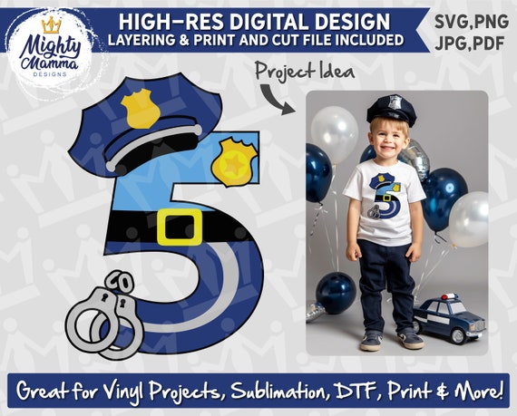 Police Officer # 5 SVG & PNG - Number Five Police Design for
