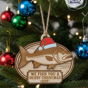 We Fish you a Merry Christmas 2025 Ornament: Laser Cut File SVG (Digital Download), Glowforge Lightburn, Laser Cutters, Angler, Dad gift image 3