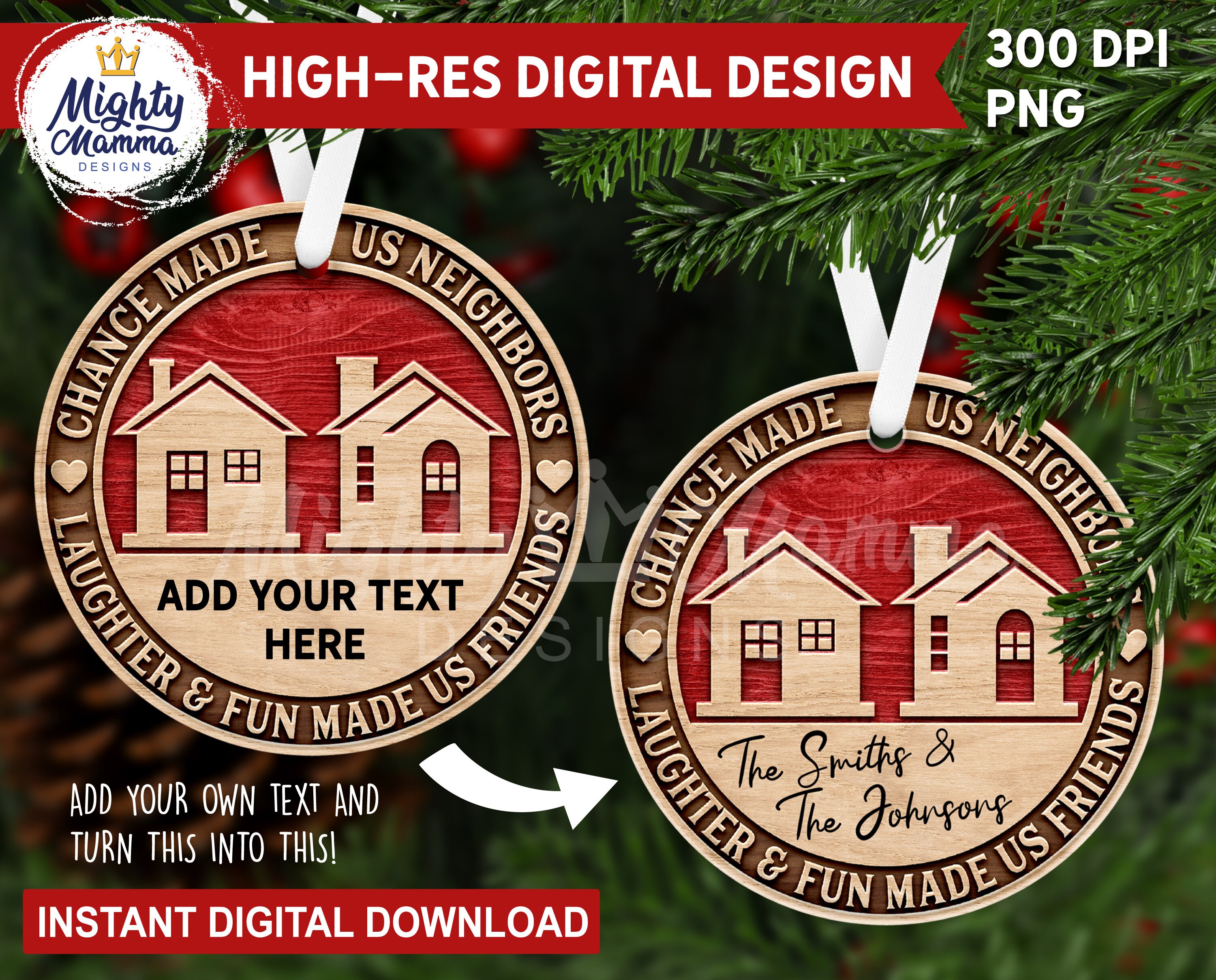 Chance made us neighbors Ornament – Digital File – Embroidery