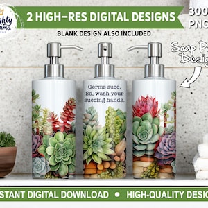 Succulent Soap Dispenser PNG: Funny Bathroom Graphic (Digital Download)