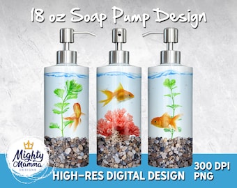 Dispensador de sabonete Goldfish: Pacote PNG para sublimação de 532 ml (18 oz)