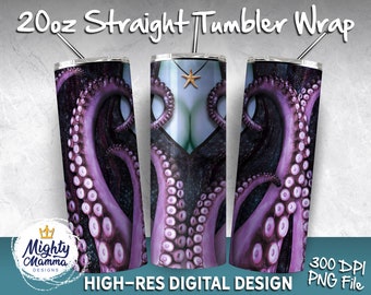 Ursula 20oz Tumbler Wrap Sublimation Design | Little Mermaid Villain | Sea Witch | Villain Skinny Tumbler 20 Oz Sublimation Design Png