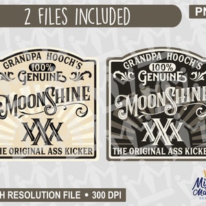 Grandpa Hooch Moonshine Alcohol Booze Liquor Label PNG, Original Ass Kicker, for print printer, waterslides, sublimation, cups, jars, etc