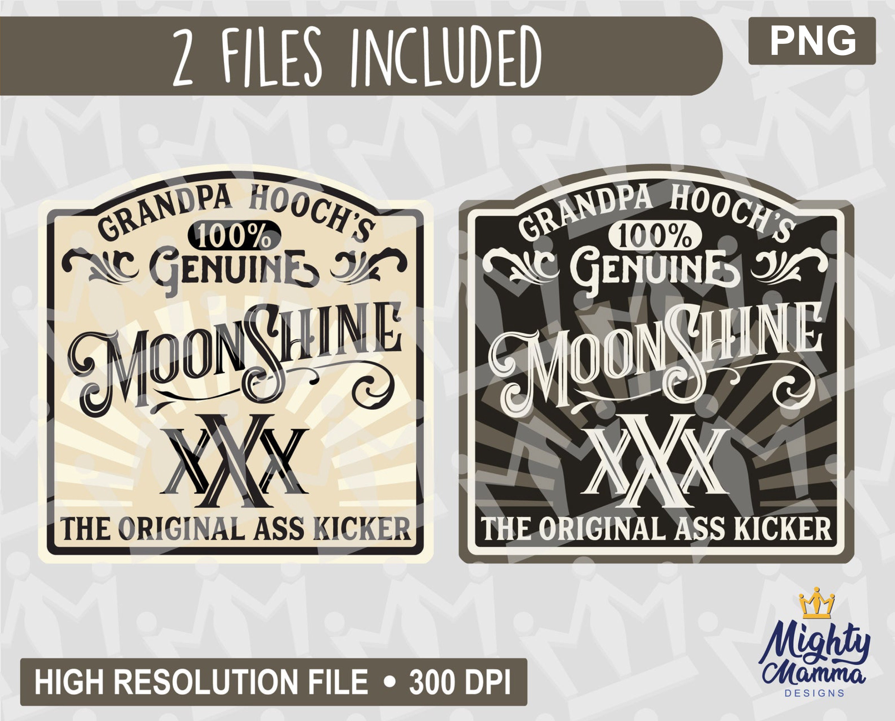 Grandpa Hooch Moonshine Alcohol Booze Liquor Label PNG