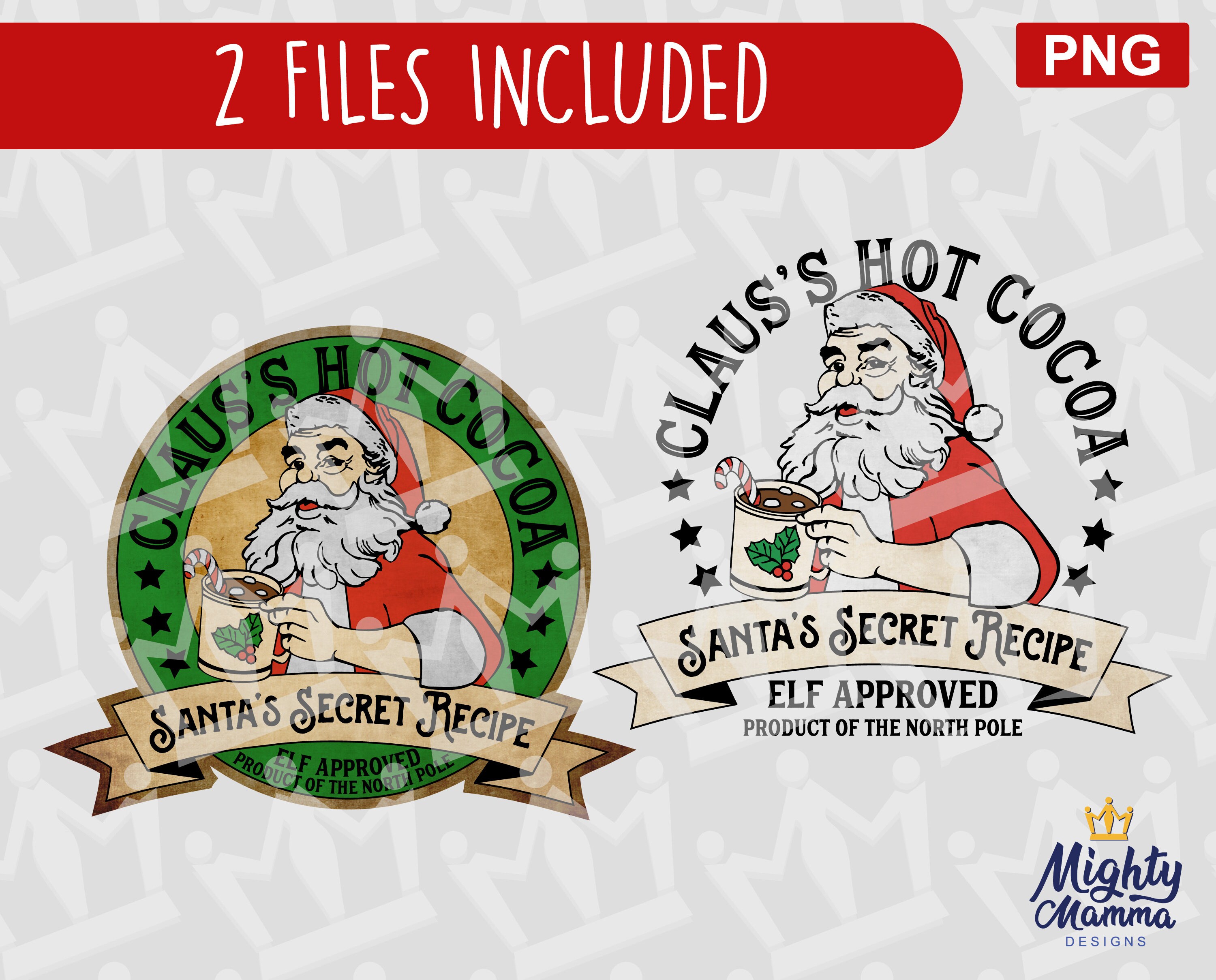 SANTA CLAUS Claus's Hot Cocoa Christmas Logo Label PNG - Hot Chocolate North Pole use with printer or cricut print sublimation waterslides