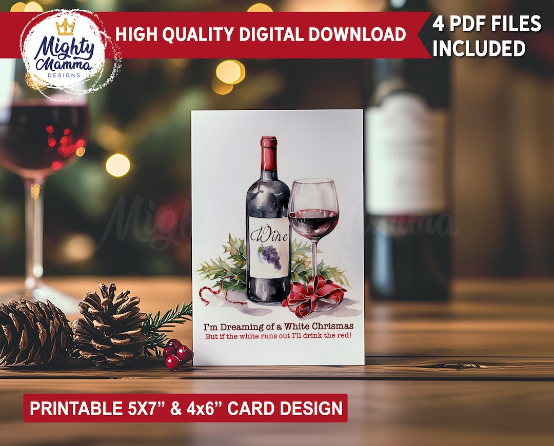 Printable Funny Wine Christmas Card | Adult Humor Card Download ...