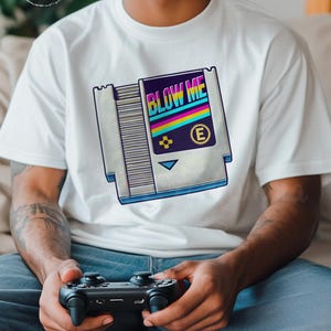 Blow Me - Klassisk videospelskassett PNG-design | För tryck, sublimering, DTF | Rolig retro-gamer, t-shirtdesign, rolig vuxen Nintendo bild 3