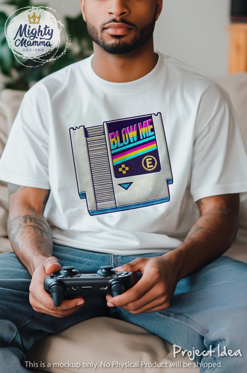Blow Me - Klassisk videospelskassett PNG-design | För tryck, sublimering, DTF | Rolig retro-gamer, t-shirtdesign, rolig vuxen Nintendo bild 3