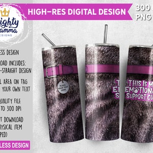 This Is My Emotional Support Cup 20oz Tumbler Wrap Design for Sublimation | Orange Tabby Cat Fur Collar Pet Funny Feline Animal Coffee