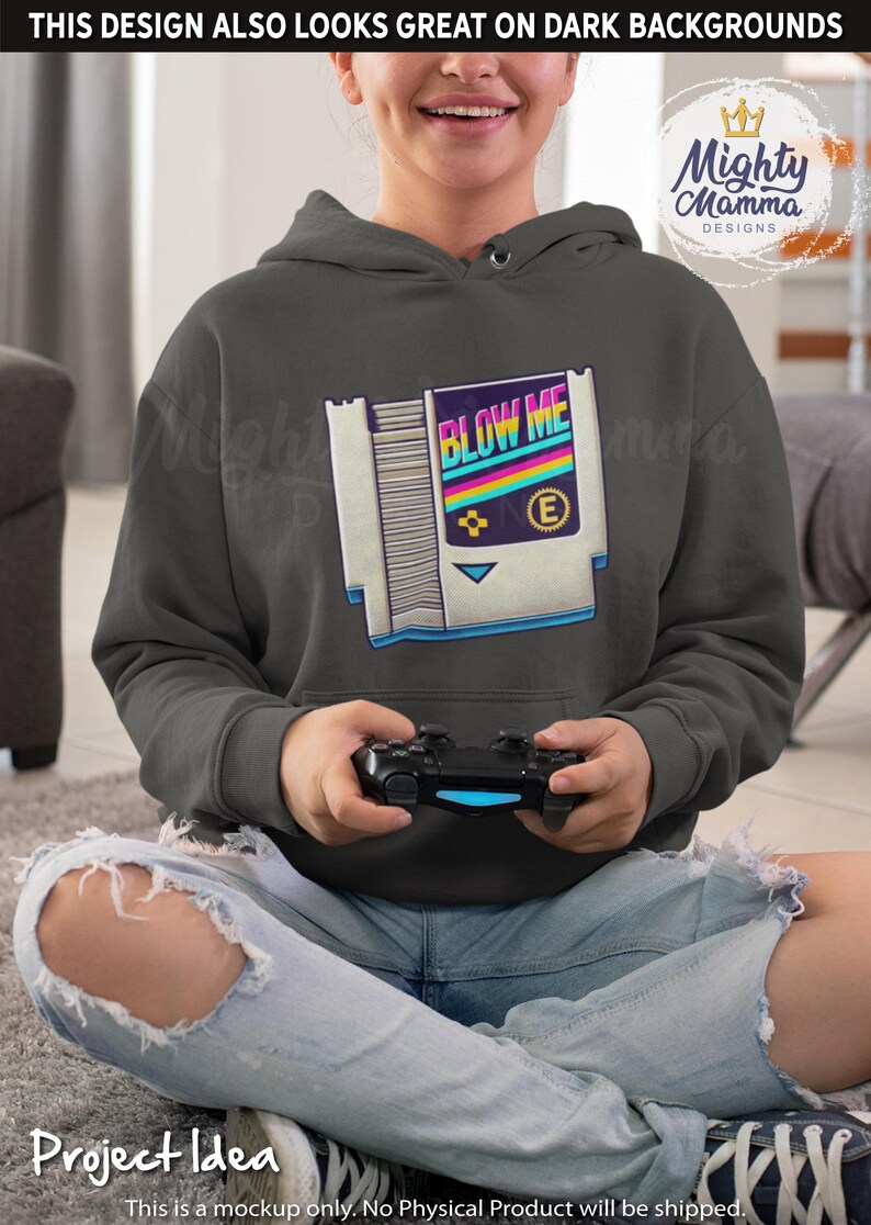 Blow Me - Klassisk videospelskassett PNG-design | För tryck, sublimering, DTF | Rolig retro-gamer, t-shirtdesign, rolig vuxen Nintendo bild 6