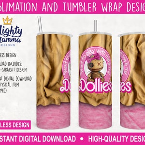 voulez jouer avec moi et mes poupées Voodoo Doll 20 oz pour sublimation | Barbie drôle parodie rose girlie Halloween sombre