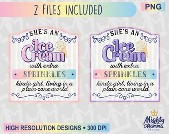 Ice Cream Girl PNG: Funny Saying Label (Digital Download)