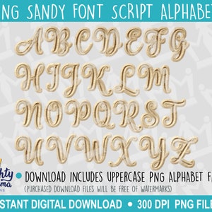Sandy Script Font PNG: Beach Alphabet & Numbers (digital Download) - Etsy
