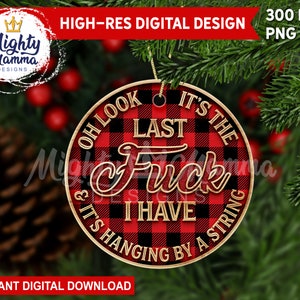 Rolig Buffalo Rutig Julgransprydnad PNG Design (Digital Nedladdning)