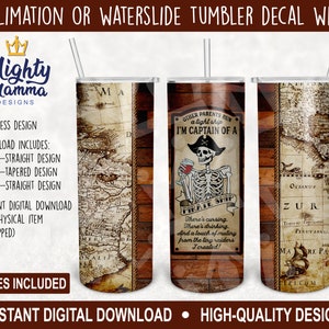 Funny Pirate Captain Skeleton - Some Parents Run A Tight Ship JPG PNG Tumbler Wrap, Sublimation, waterslide Design | 20oz 30oz Designs