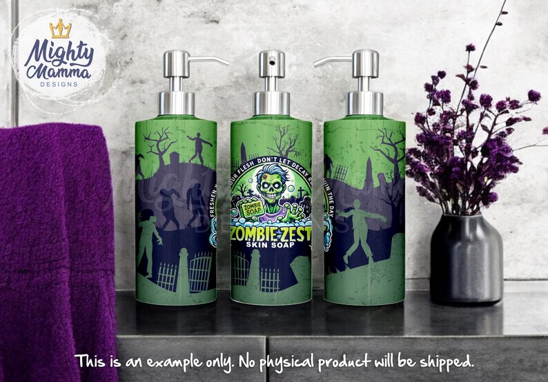 Zombie Zest Skin Soap Funny PNG Soap Pump Dispenser Design for