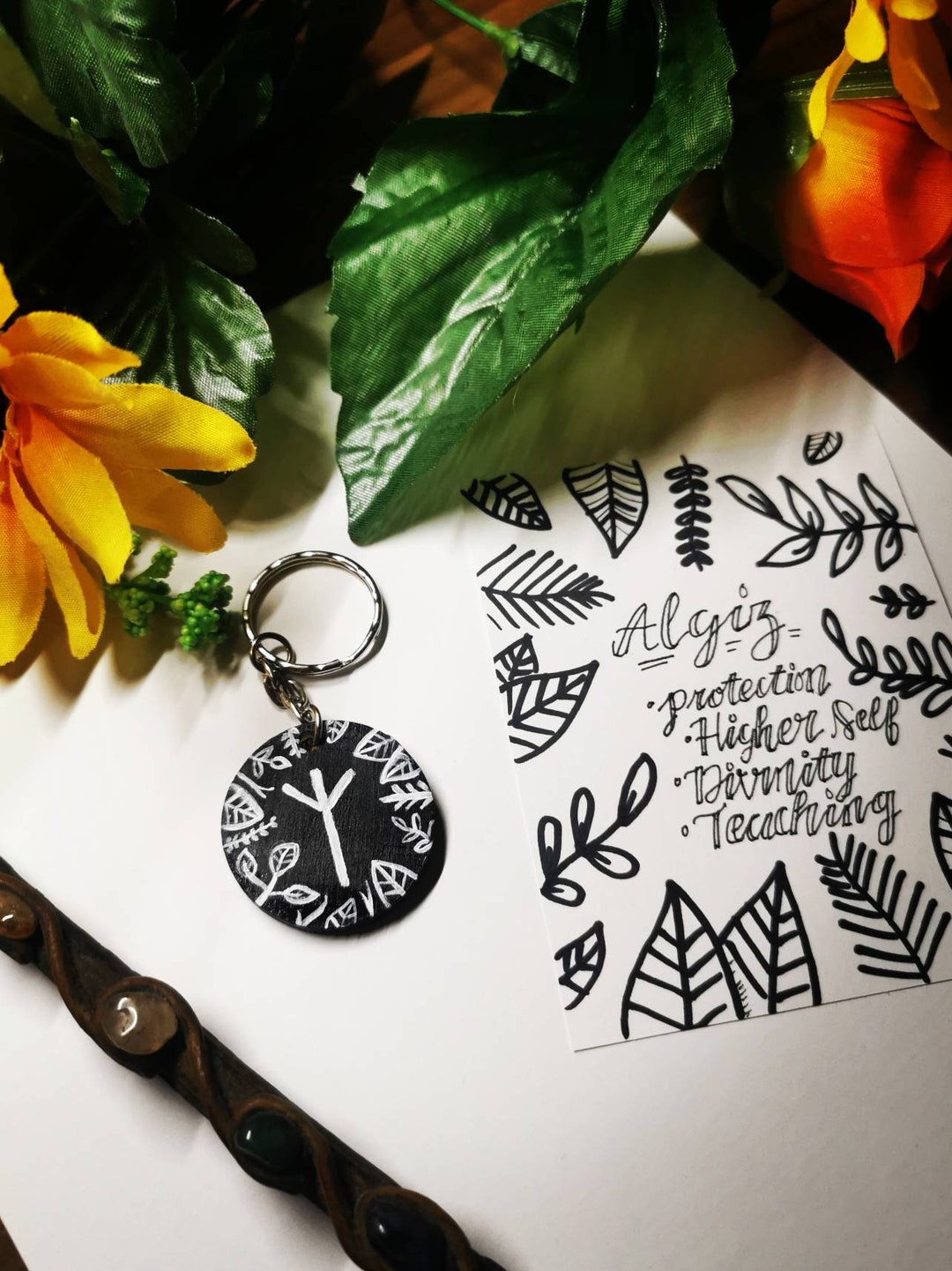 Runic Keyring of Protection Gift for Witches, Pagans, Wiccan Key Fob ...