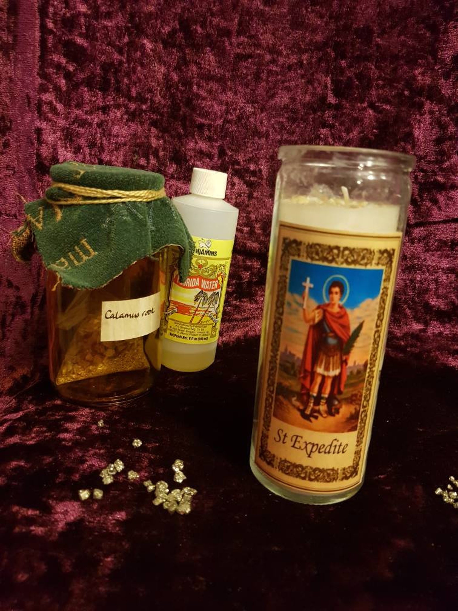 St Expedite Glass Prayer / Altar Candle With Frankinsence Etsy
