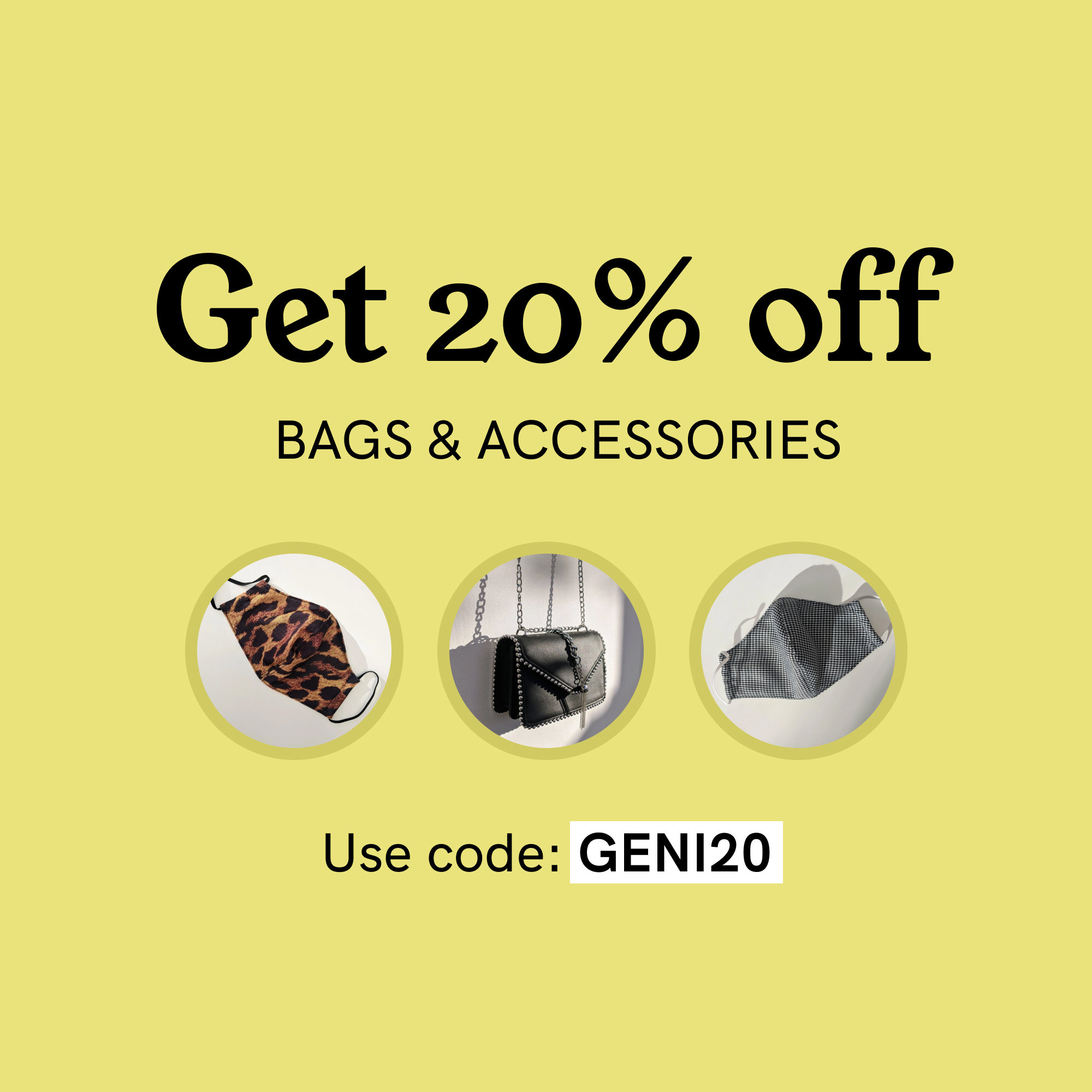 20% DISCOUNT CODE on Geni Bags