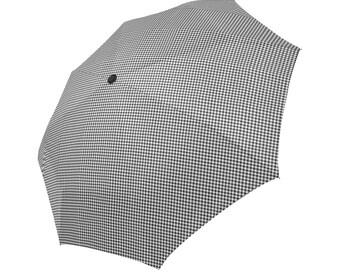 Black and white gingham compact umbrella