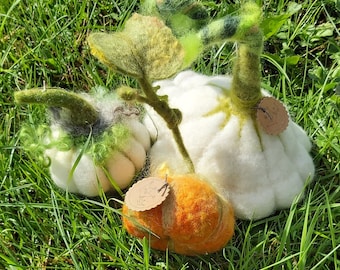 Pumpkin Autumn Pumpkin time needle-felted beautiful autumn pumpkins ice with tendril and leaf party in orange Thanksgiving autumnal decoration