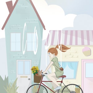 Digital Illustration Girl on Bike
