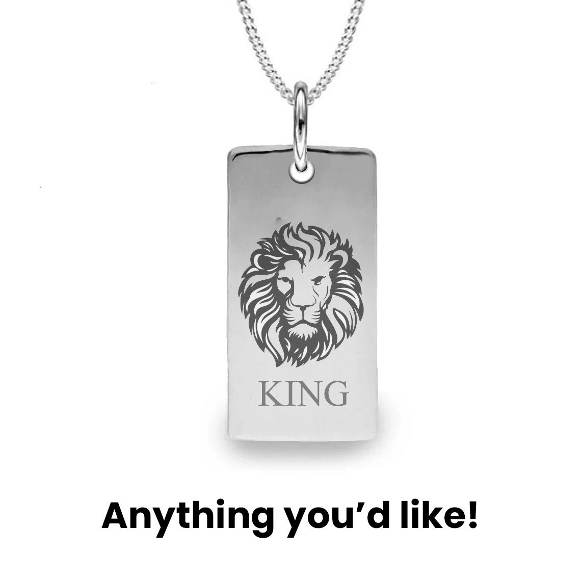 Personalised Sterling Silver ID Tag Bar Pendant Engraved Etsy