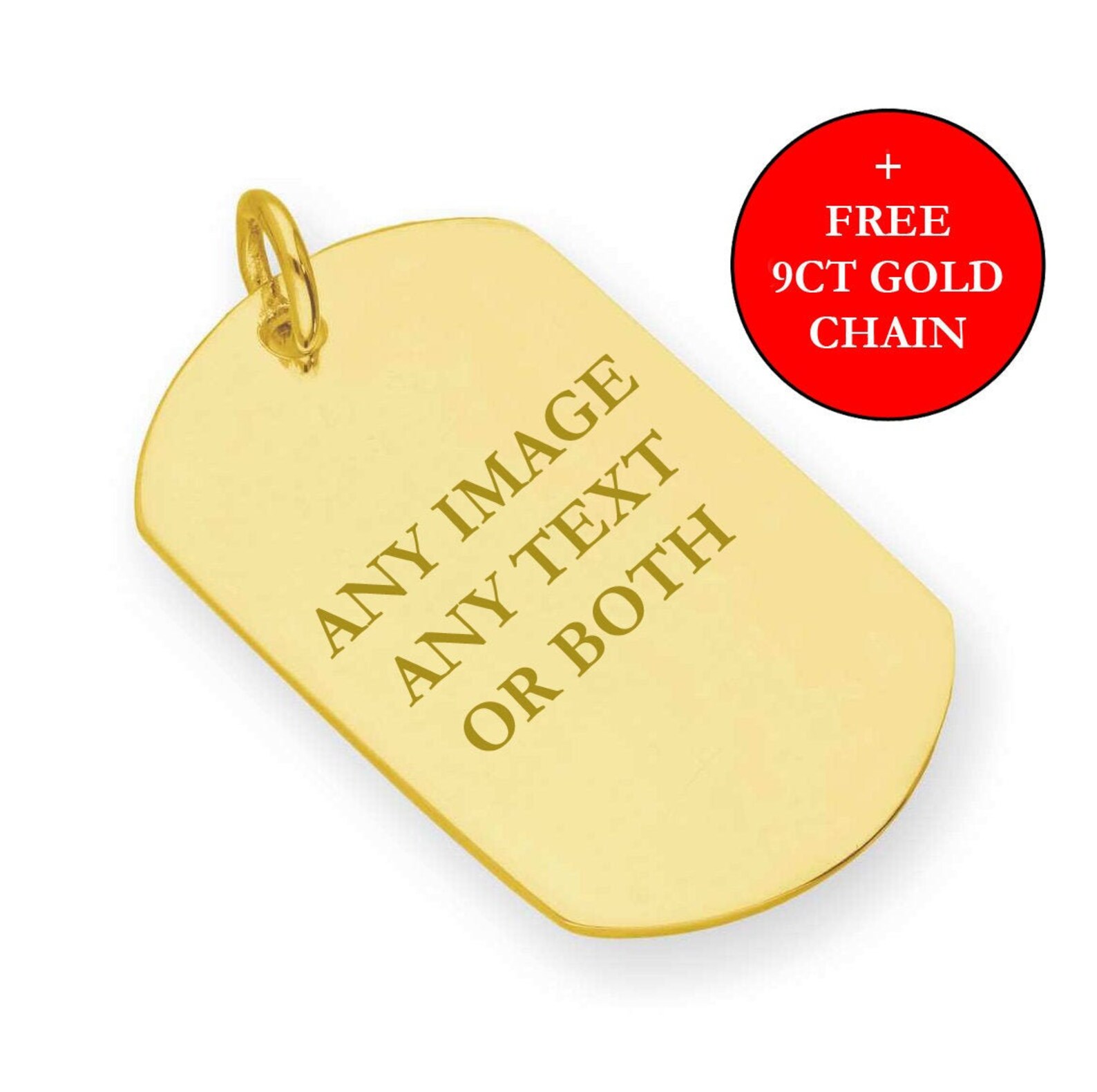 Engraved 9ct Gold Dog Tag Pendant Personalised Hallmarked Etsy