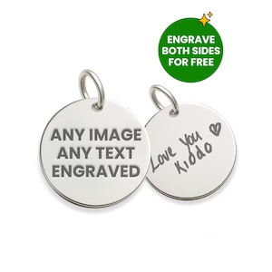 Skivaberlock i 925 sterlingsilver – Anpassad gravyr | Valfritt foto, text, fingeravtryck, handskrift | Dubbelsidigt hänge