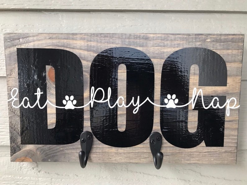 Dog Leash Holder Dog Name Sign With Hooks Leash Holder for Etsy