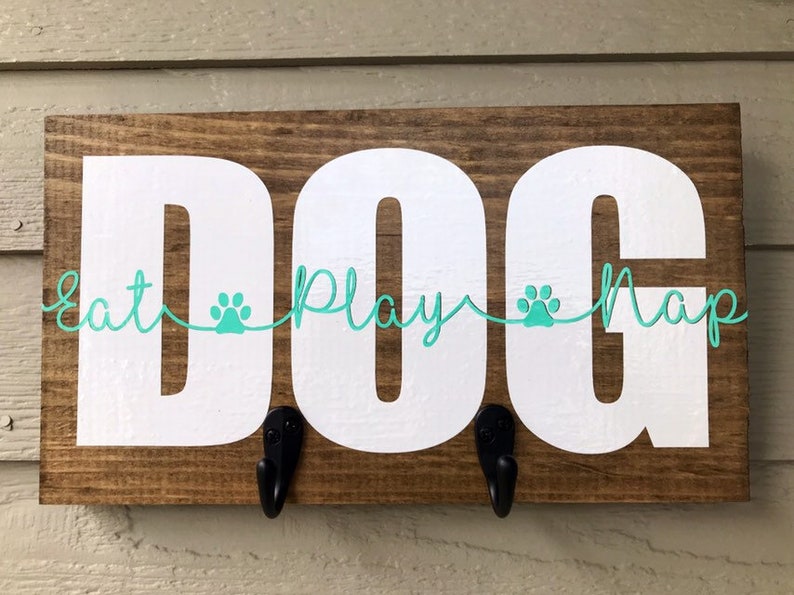 Dog Leash Holder Dog Name Sign With Hooks Leash Holder for Etsy
