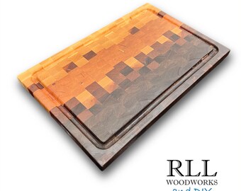 End Grain Cutting Board with Hombre Pattern