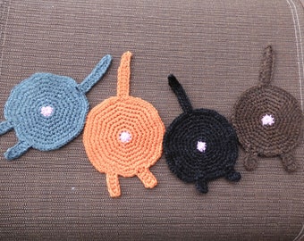 Cat Butt Coaster - Handmade Crochet - Made to order - set of 4