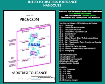 AULA DBT 2-2 / Folhas de exercícios e folhetos sobre tolerância ao sofrimento (Aulas guiadas por pares sobre DBT)