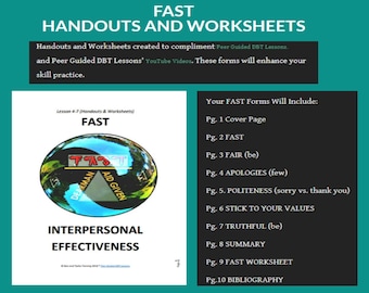 AULA DBT 4-7 / Folhas de exercícios e folhetos sobre eficácia interpessoal (Aulas guiadas por pares sobre DBT)