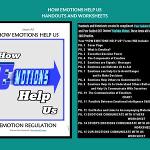 D.B.T. LESSON 3-2 / How Emotions Help Us Worksheets and Handouts (D.B.T. Peer Guided Lessons)