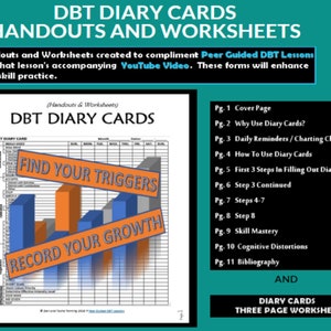 LIÇÃO DBT 0-2 / Planilhas e apostilas de cartões diários D.B.T (lições guiadas por pares DBT)
