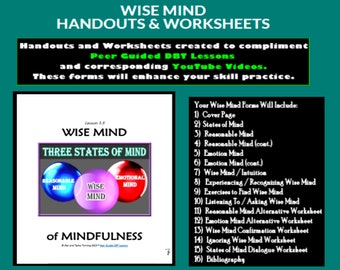 AULAS DBT 1-5 / Mindfulness Wise Mind / Folha de exercícios e apostilas (Aulas guiadas por pares DBT)