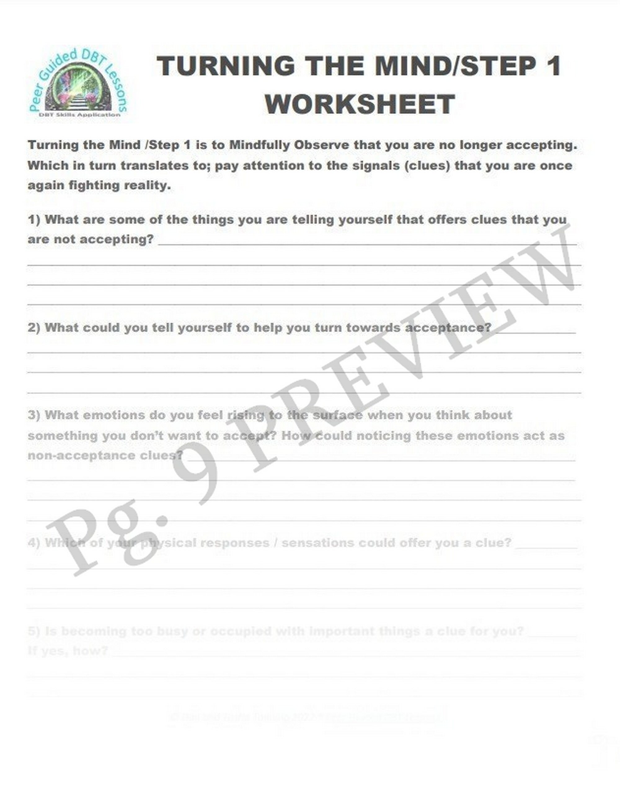 D.B.T. LESSON 2-14/ Distress Tolerance TURN the MIND Skill - Etsy D.B.T. LESSON 2-14/ Distress Tolerance TURN the MIND Skill - Etsy