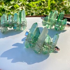 Assorted Wire wrapped Angel Aura Quartz Hair clips *New Colors*