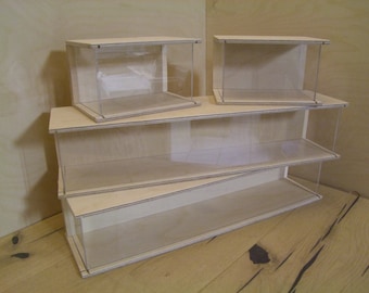 The-Wood-Man 76: 4 set of display cases, collection showcase, kitchen display case, nursery display case, model car display case.
