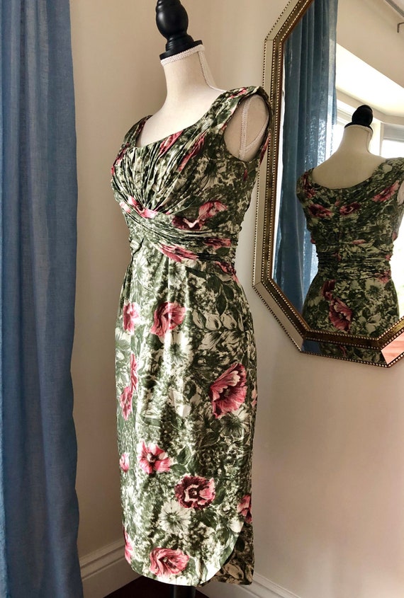 50s Ceil Chapman Silk Cocktail Dress Size 4 - 6