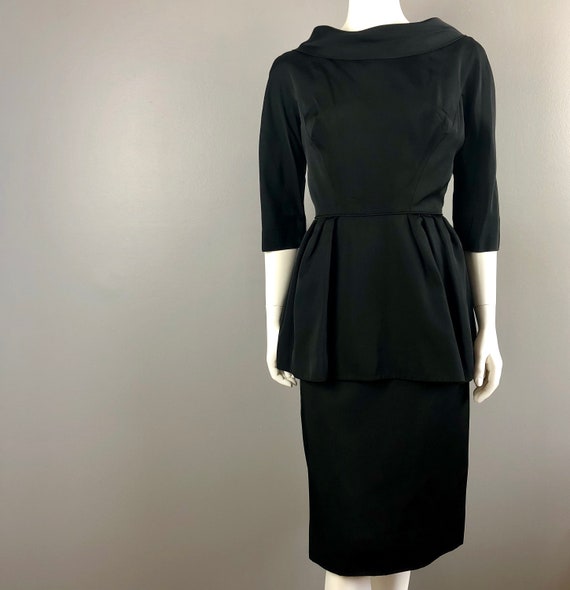 50s Black Peplum Dress