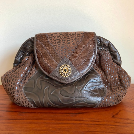 80s Vintage Brown Leather Purse